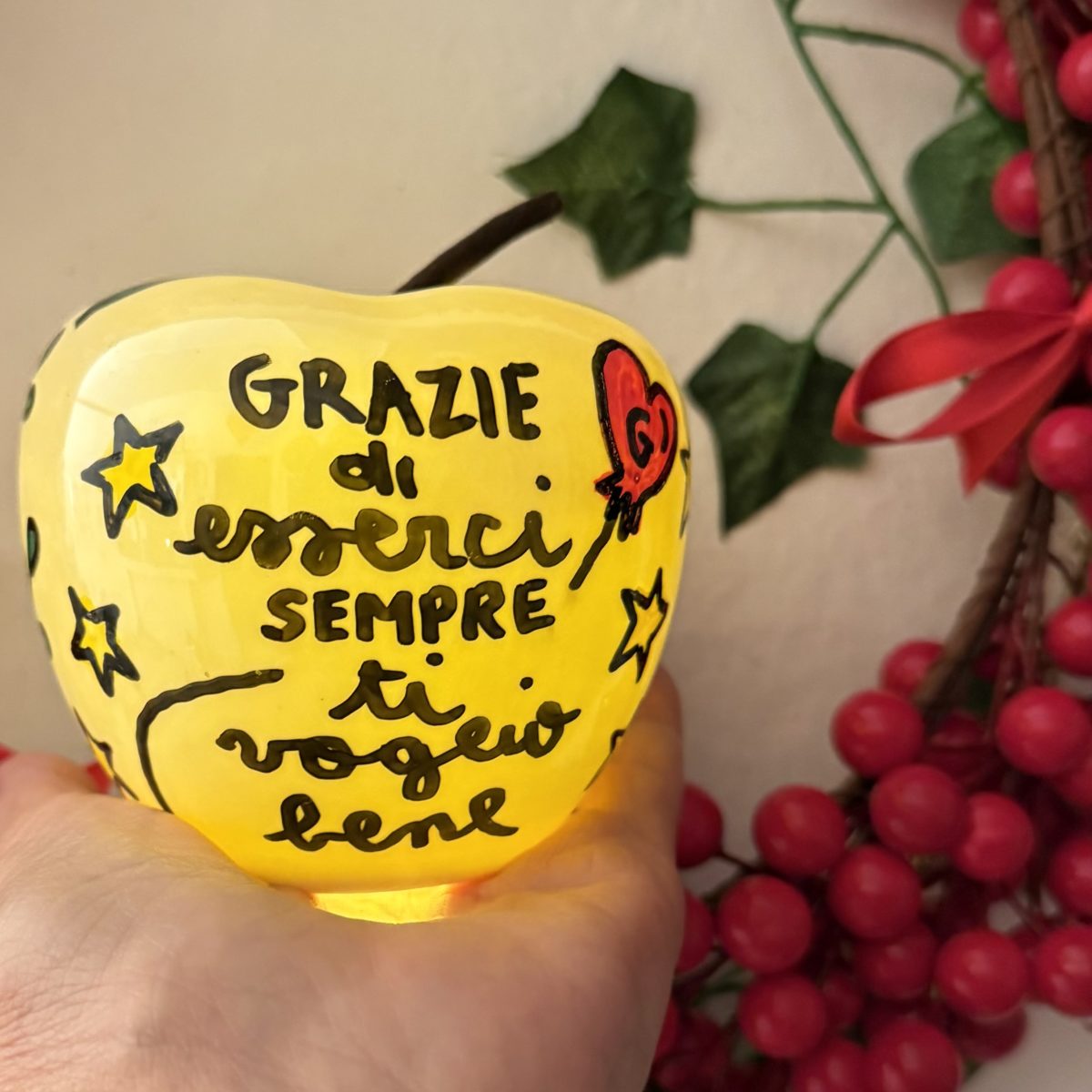 Mela luce con messaggi personalizzato -cm. - immagine 3