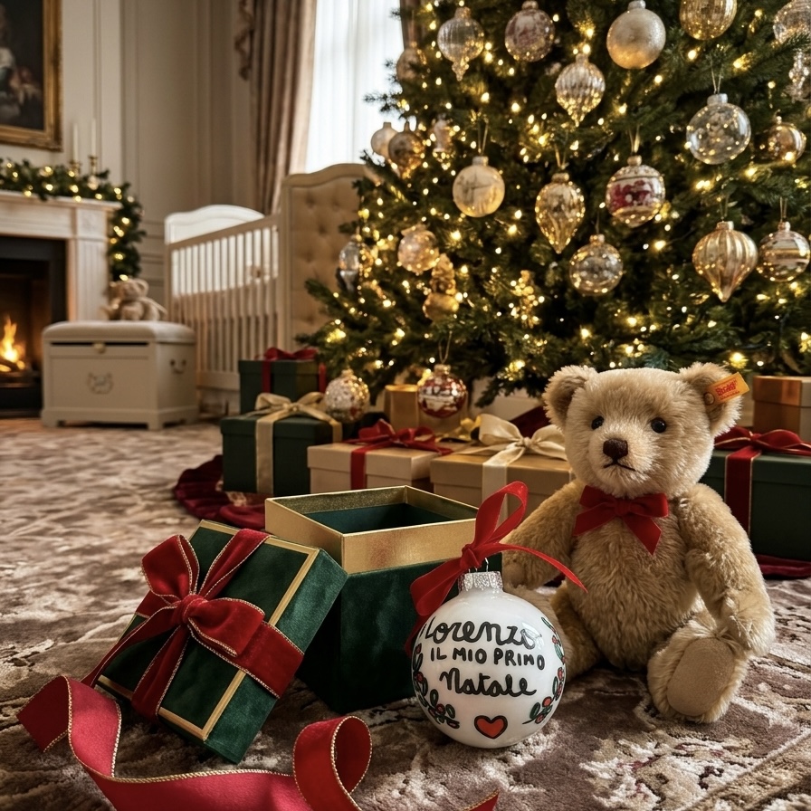 Pallina di Natale il primo natale di .....cm 10-vetro-